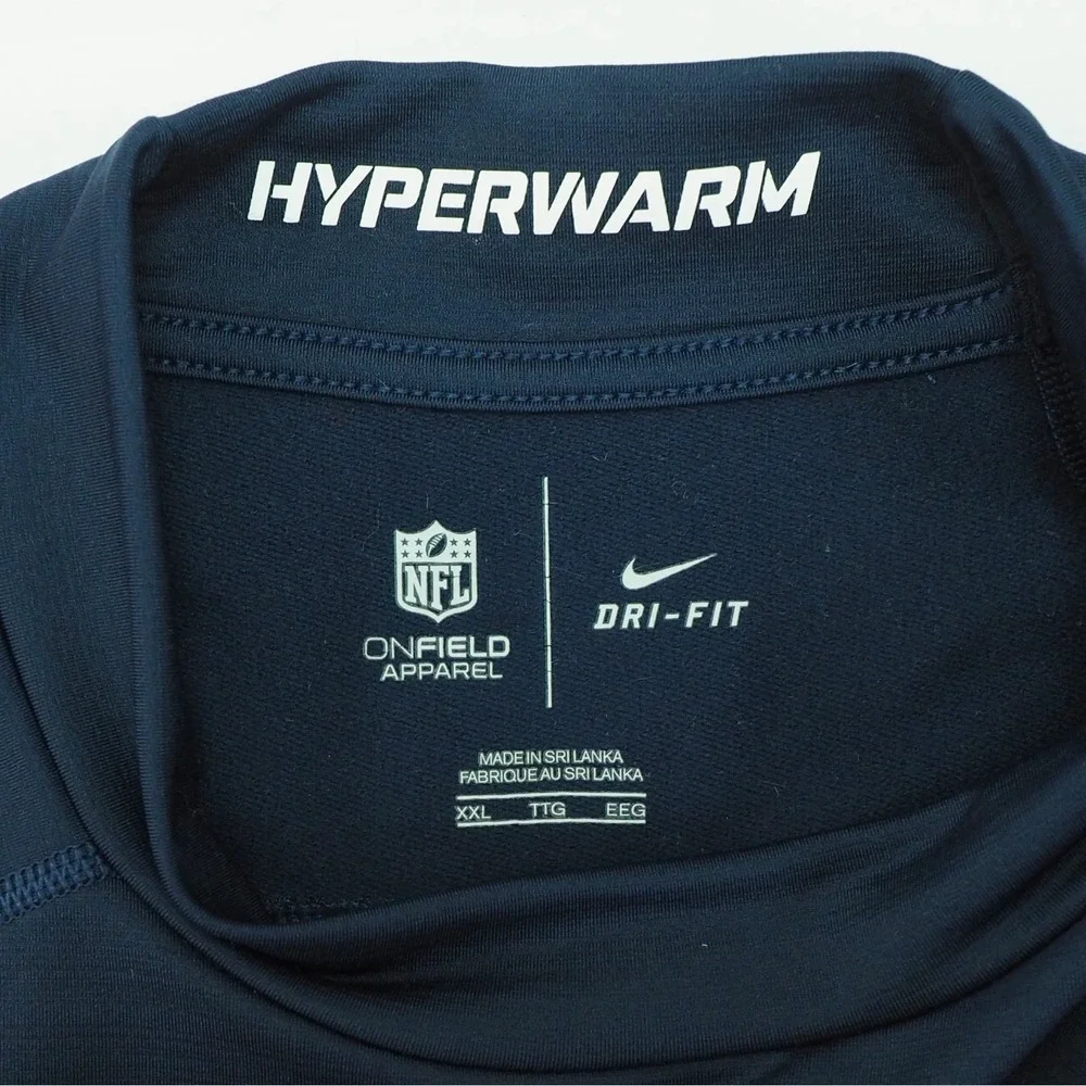 Nike Denver Broncos Hyperwarm NFL Mock Shirt Mens 2XL XXL Navy Blue Training